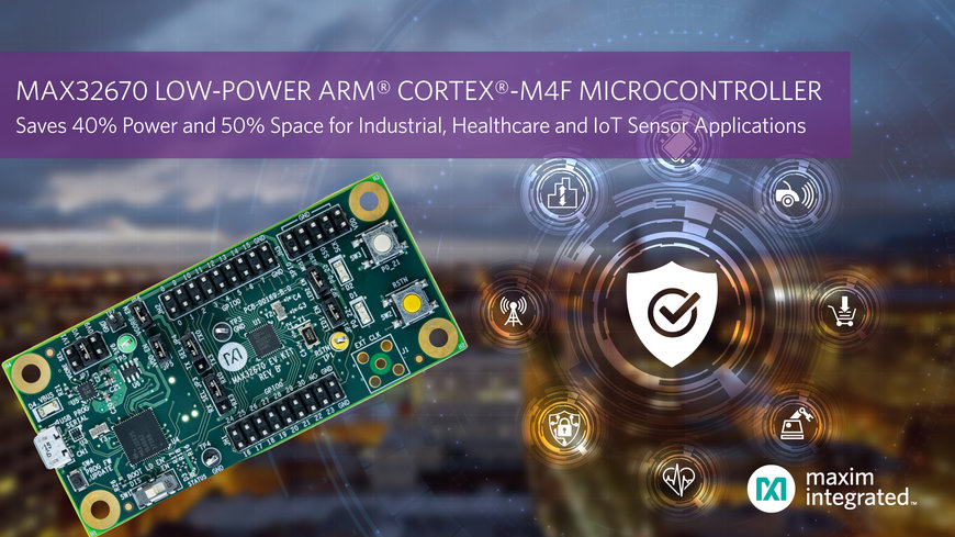 Il Microcontrollore Ultra Affidabile Arm Cortex-M4F di Maxim Integrated Offre il Minore Assorbimento di Potenza e le Dimensioni più Compatte oggi Disponibili per Applicazioni con Sensori nei Settori Industriale, Biomedicale e IoT